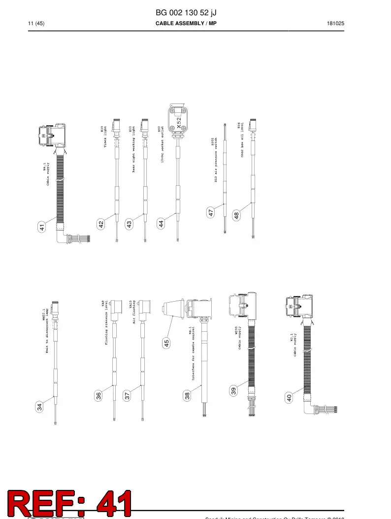 BG00762020a BG 007 620 20a Wiring Harness Assembly - Sandvik Technical Drawing