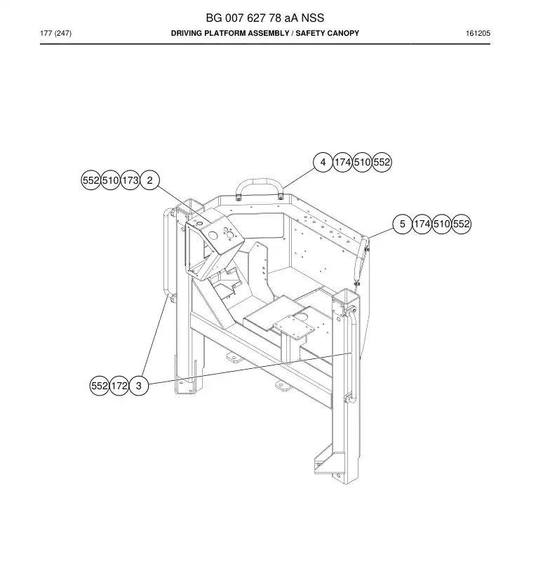 BG00762778a BG 007 627 78a Driving Platform Assembly - Sandvik Technical Drawing
