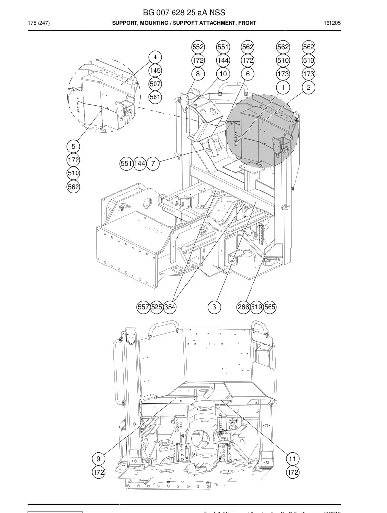 BG00762825a BG 007 628 25a Support, Mounting - Sandvik Technical Drawing
