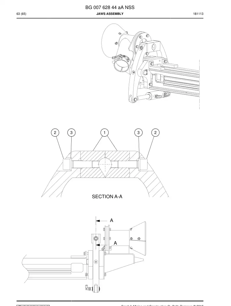 BG00762844a BG 007 628 44a Jaws Assembly - Sandvik Technical Drawing
