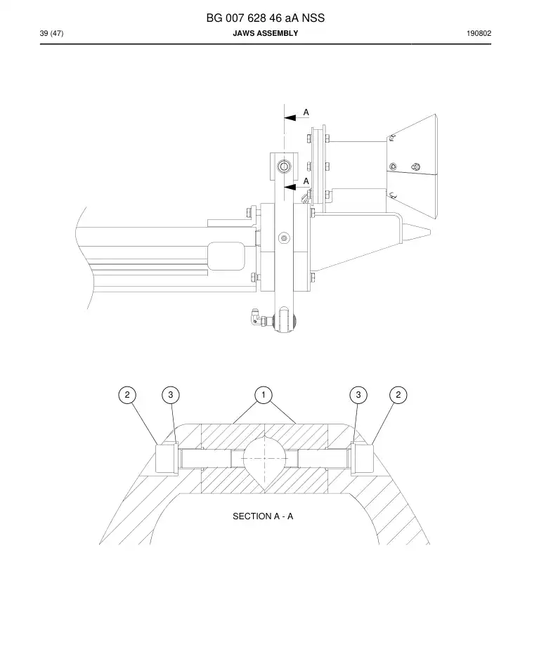 BG00762846a BG 007 628 46a Jaws Assembly - Sandvik Technical Drawing