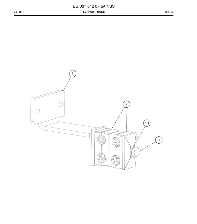 BG00764207b BG 007 642 07b Support, Hose - Sandvik Technical Drawing