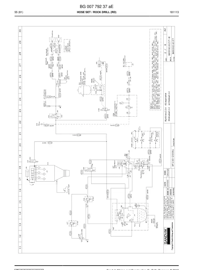 BG00764271a BG 007 642 71a Hose Assembly, Air - Sandvik Technical Drawing