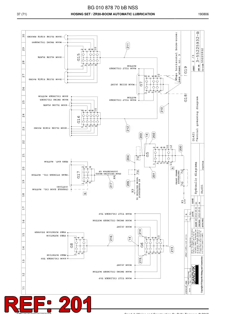 BG00764478b BG 007 644 78b Hose Assembly, Hydraulic - Sandvik Technical Drawing