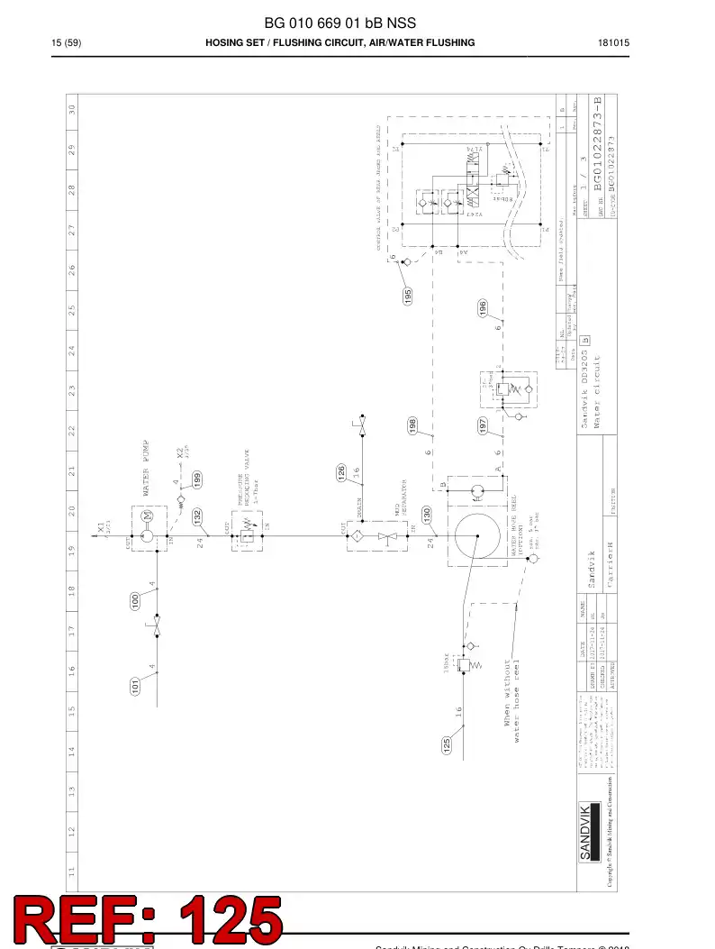 BG00764839a BG 007 648 39a Hose Assembly, Hydraulic - Sandvik Technical Drawing