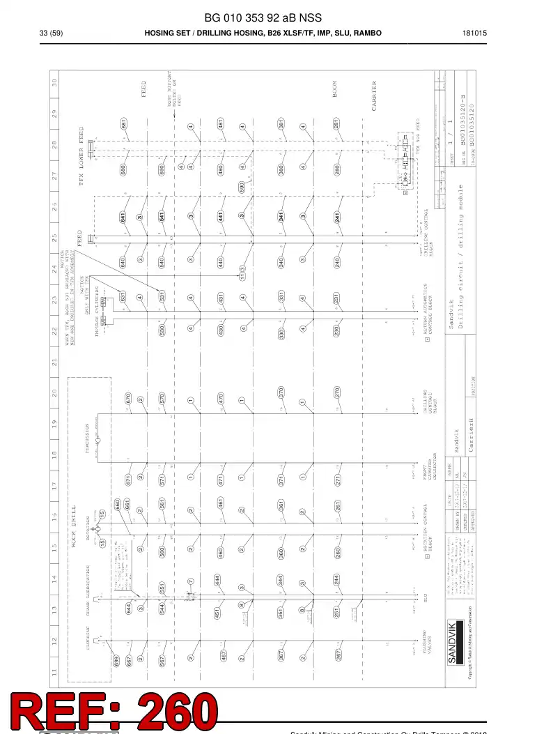 BG00765272a BG 007 652 72a Hose Assembly, Hydraulic - Sandvik Technical Drawing
