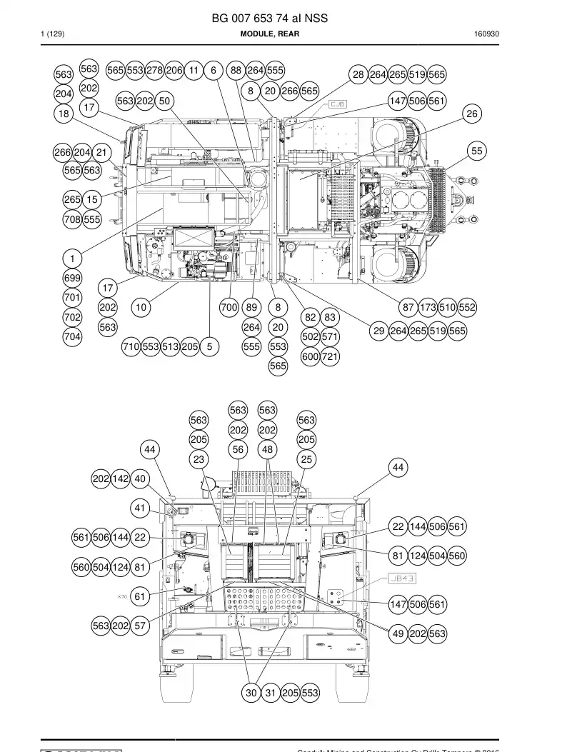 BG00765374a BG 007 653 74a Module, Rear - Sandvik Technical Drawing