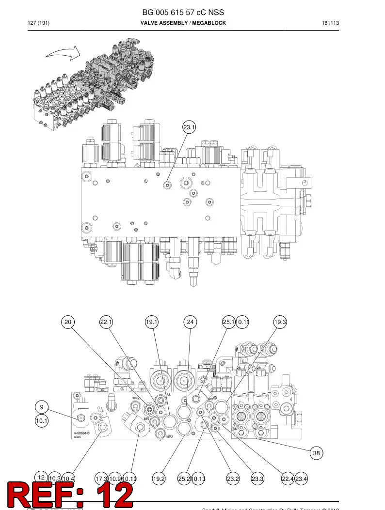 BG00765896a BG 007 658 96a Valve, Directional - Sandvik Technical Drawing