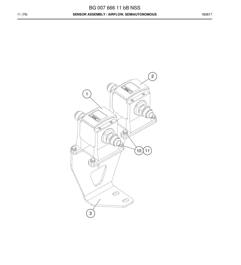 BG00766611b BG 007 666 11b Sensor Assembly - Sandvik Technical Drawing