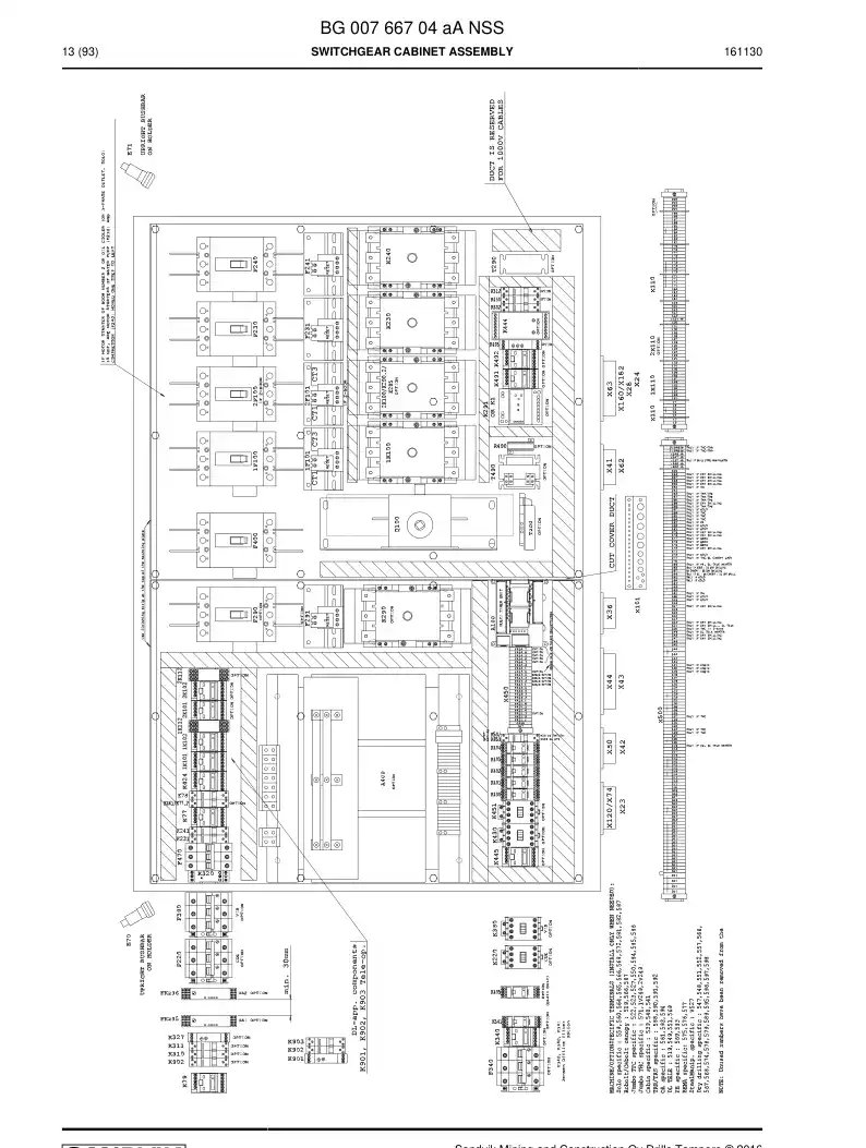 BG00766704a BG 007 667 04a Switchgear Cabinet Assembly - Sandvik Technical Drawing