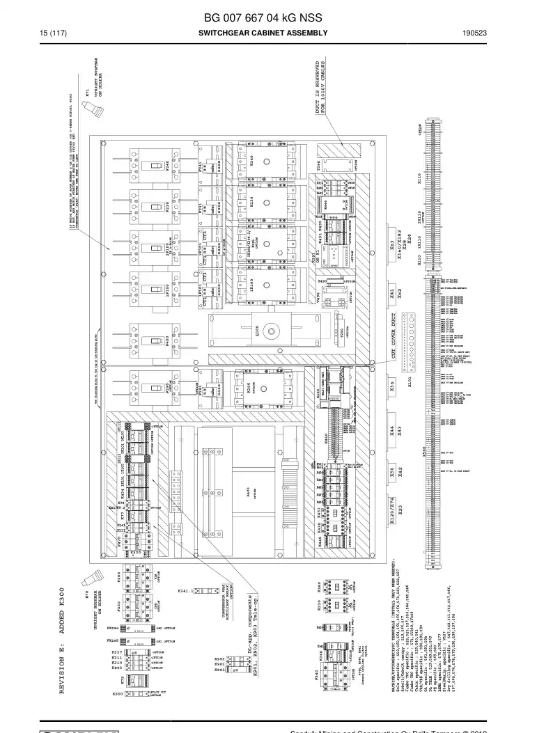BG00766704k BG 007 667 04k Switchgear Cabinet Assembly - Sandvik Technical Drawing