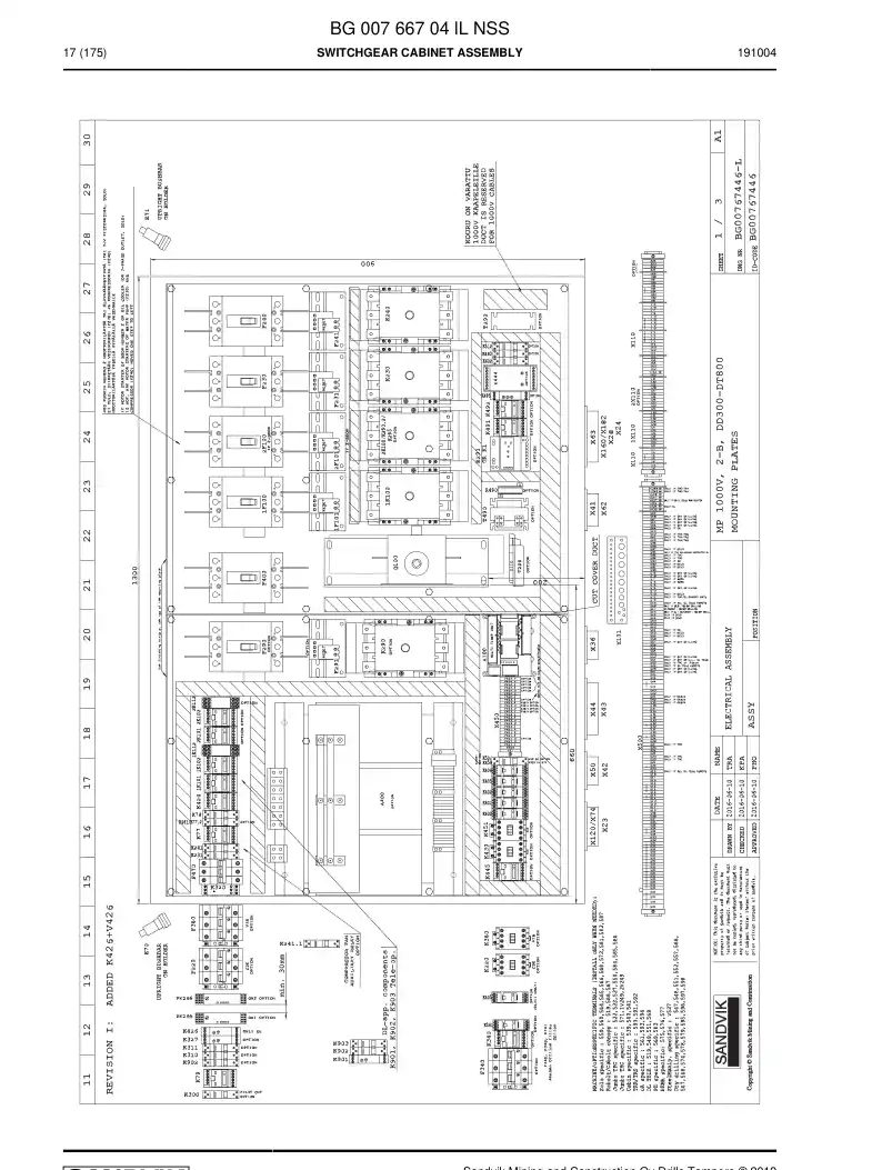 BG00766704l BG 007 667 04l Switchgear Cabinet Assembly - Sandvik Technical Drawing