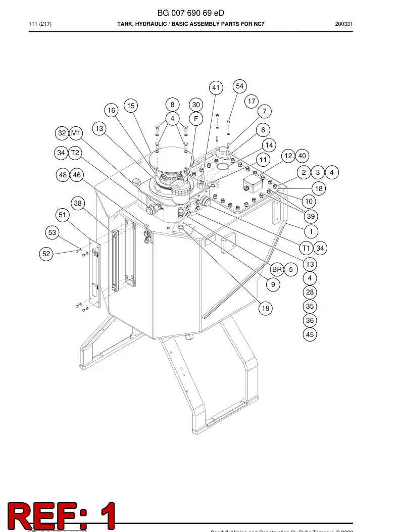 BG00767156a BG 007 671 56a Tank, Hydraulic - Sandvik Technical Drawing