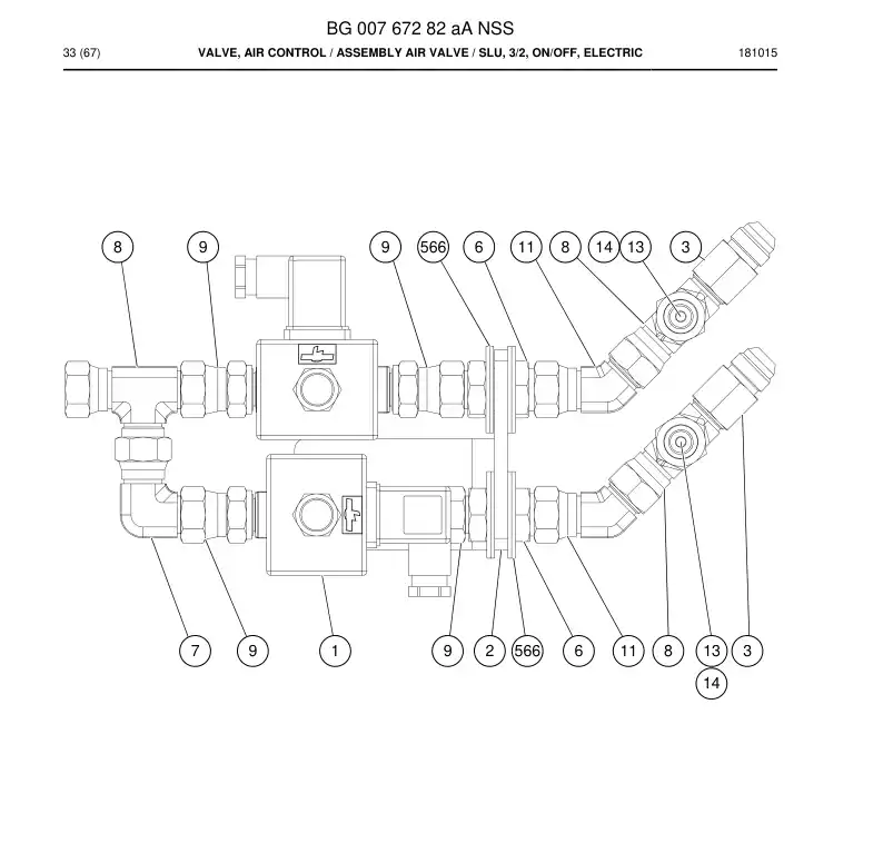 BG00767282a BG 007 672 82a Valve, Air Control - Sandvik Technical Drawing