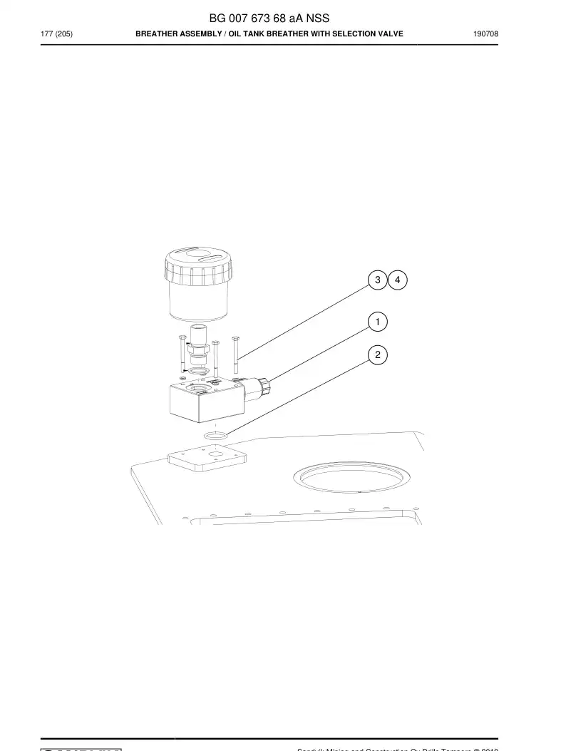 BG00767368a BG 007 673 68a Breather Assembly - Sandvik Technical Drawing