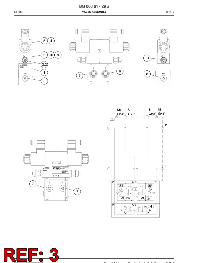 BG00768222a BG 007 682 22a Valve, Counterbalance - Sandvik Technical Drawing