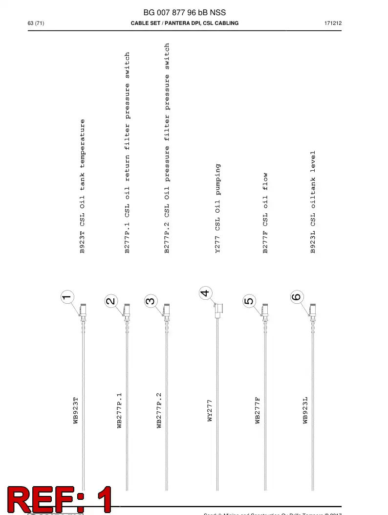 BG00768382a BG 007 683 82a Cable Assembly - Sandvik Technical Drawing