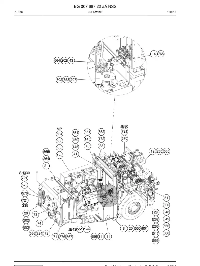 BG00768722a BG 007 687 22a Screw Kit - Sandvik Technical Drawing