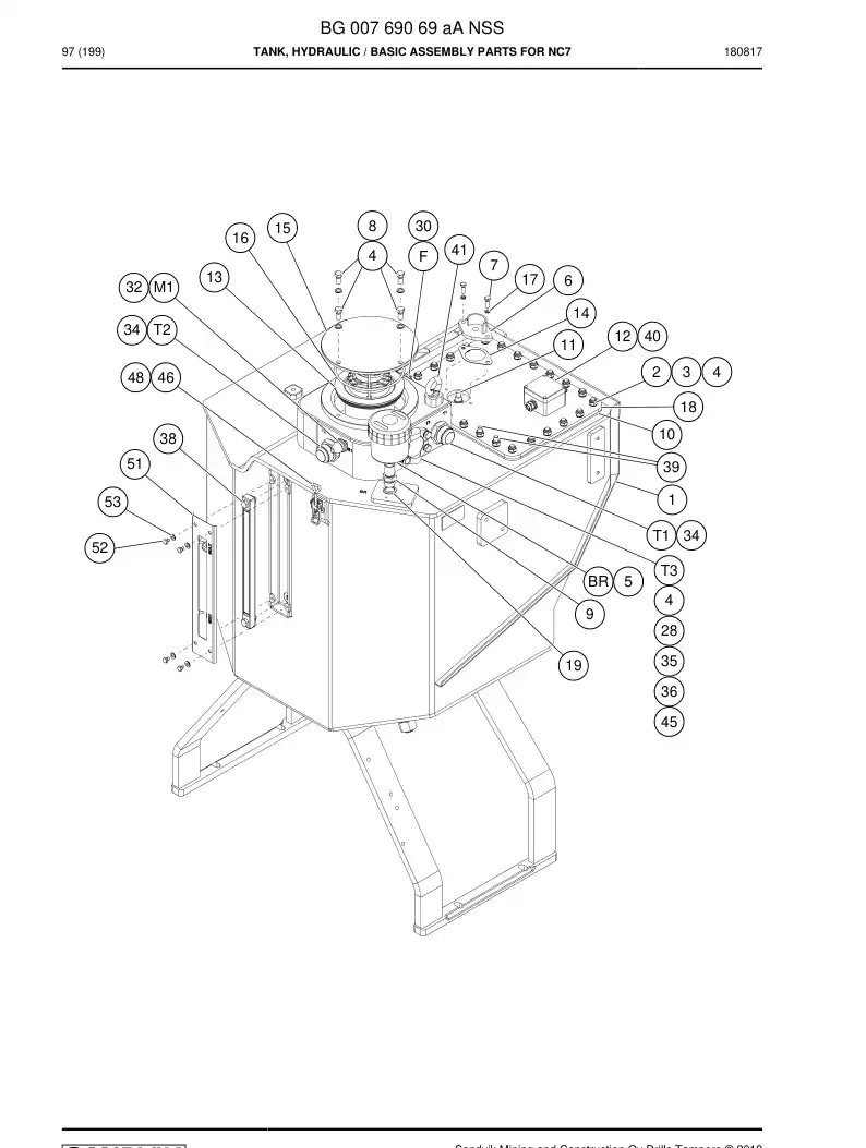 BG00769069b BG 007 690 69b Tank, Hydraulic - Sandvik Technical Drawing