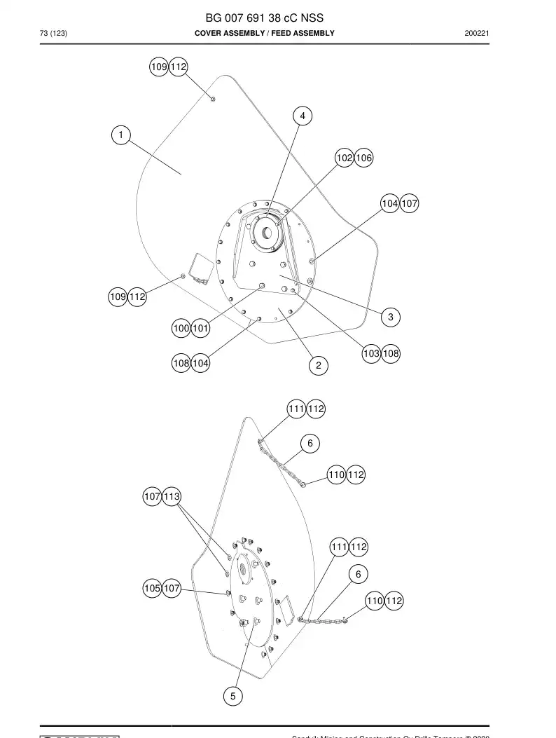 BG00769138c BG 007 691 38c Cover Assembly - Sandvik Technical Drawing