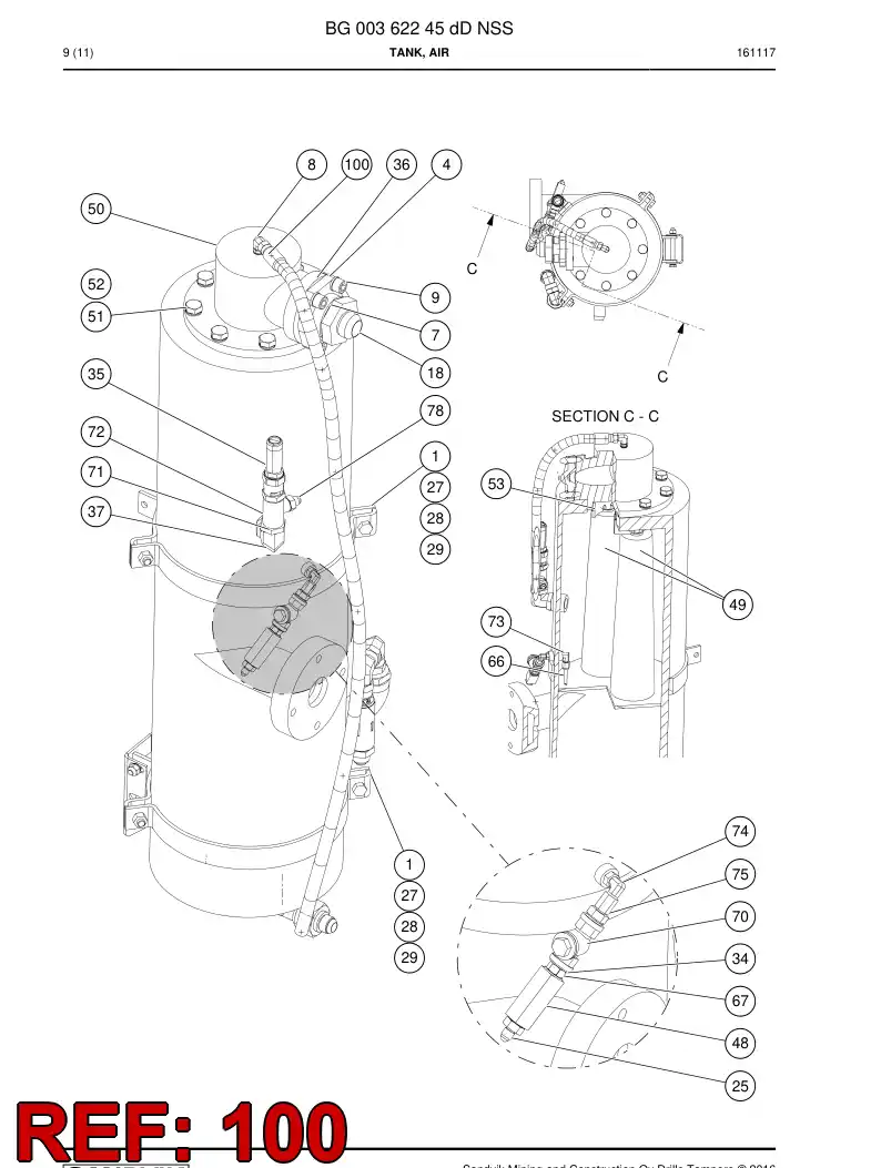 BG00769625a BG 007 696 25a Hose Set - Sandvik Technical Drawing