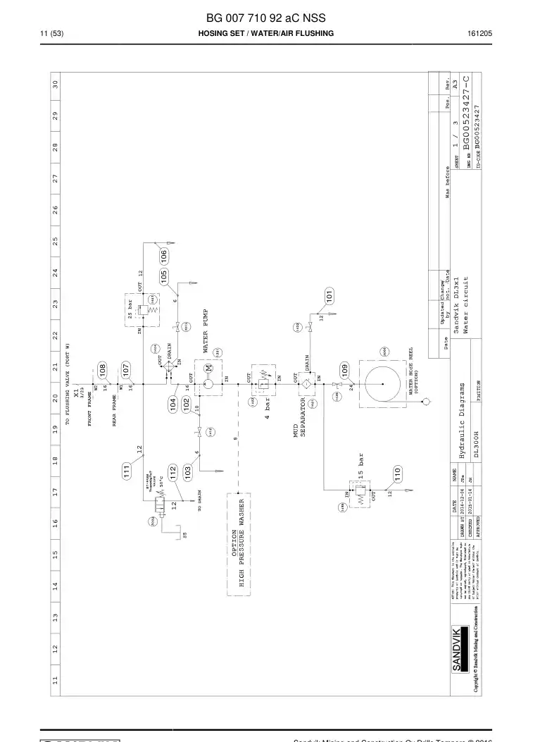BG00771092a BG 007 710 92a Hosing Set - Sandvik Technical Drawing
