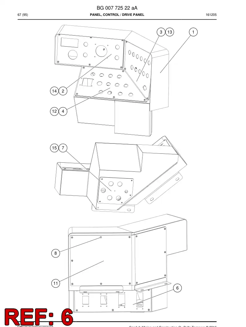 BG00772567a BG 007 725 67a Cover, Rear - Sandvik Technical Drawing