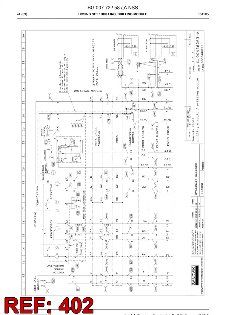BG00772582a BG 007 725 82a Hose Assembly, Hydraulic - Sandvik Technical Drawing