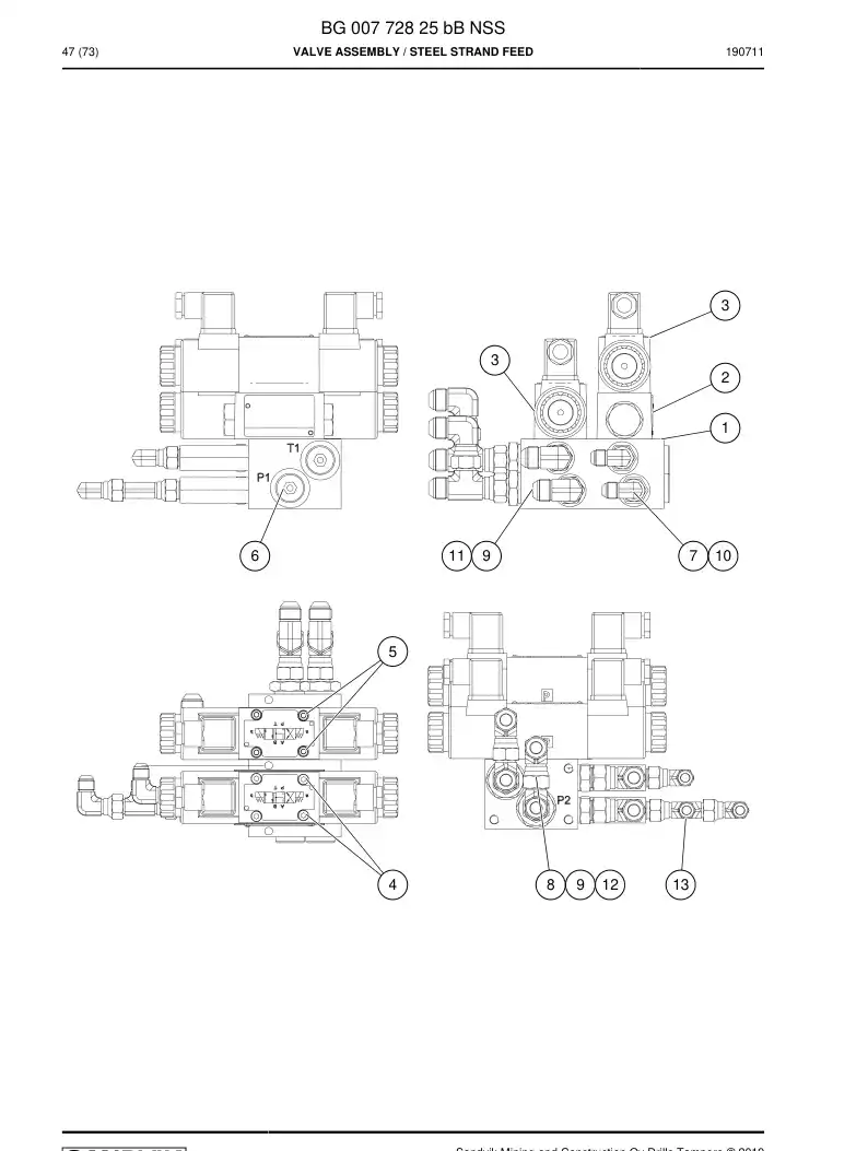 BG00772825b BG 007 728 25b Valve Assembly - Sandvik Technical Drawing