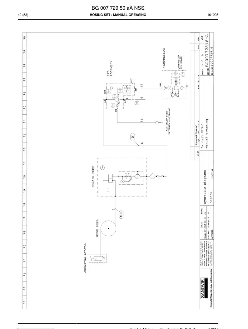 BG00772950a BG 007 729 50a Hosing Set - Sandvik Technical Drawing