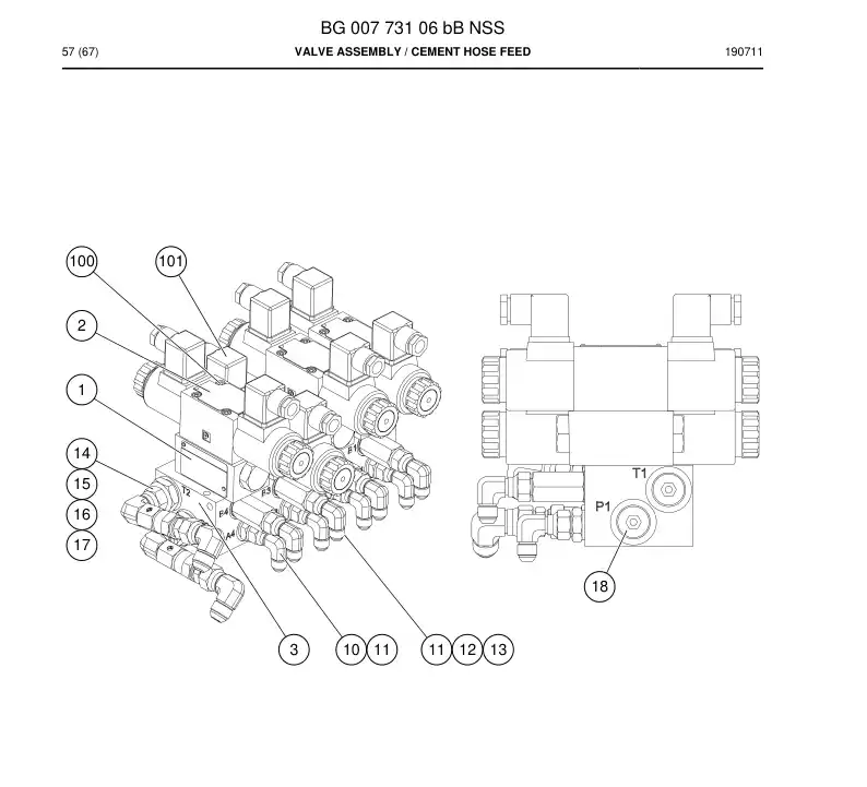 BG00773106b BG 007 731 06b Valve Assembly - Sandvik Technical Drawing