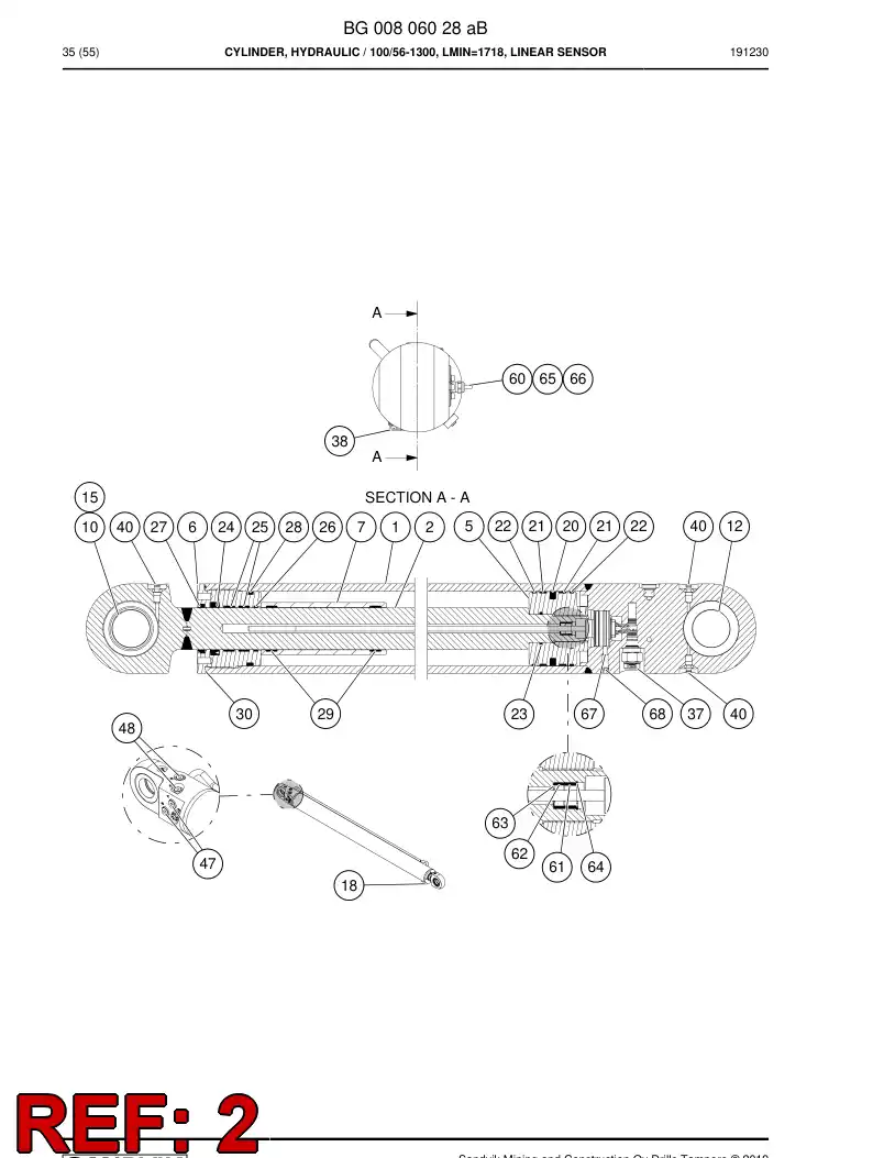 BG00774030a BG 007 740 30a PISTON Rod Welding - Sandvik Technical Drawing