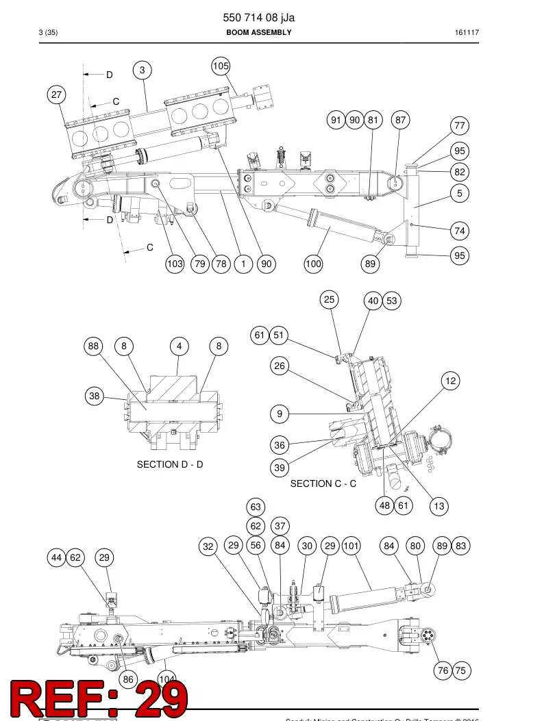 BG00774087a BG 007 740 87a Support, Hose - Sandvik Technical Drawing