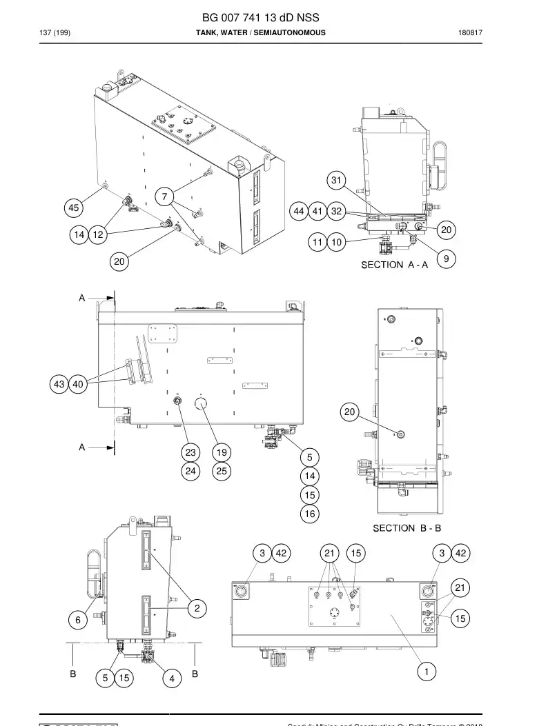 BG00774113d BG 007 741 13d Tank, Water - Sandvik Technical Drawing