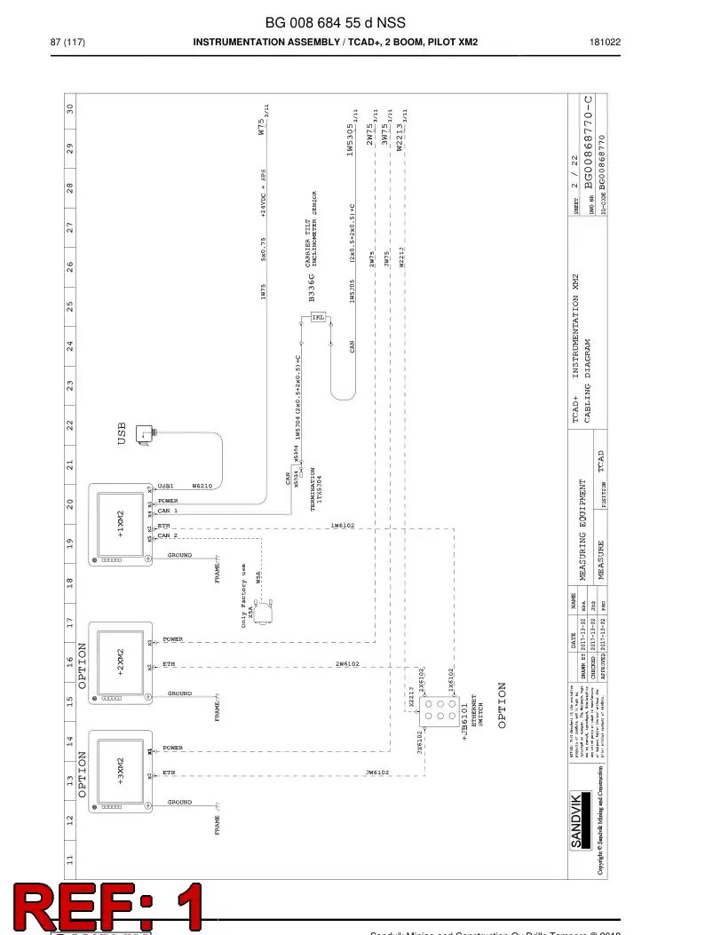 BG00774165a BG 007 741 65a Cable, Pre-Wired Plug - Sandvik Technical Drawing