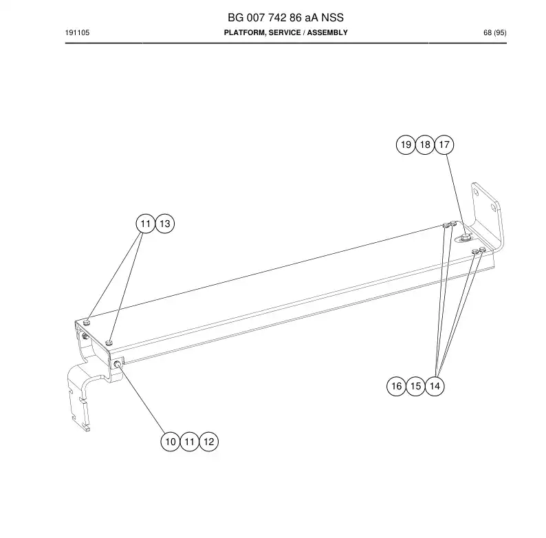 BG00774286a BG 007 742 86a Platform, Service - Sandvik Technical Drawing