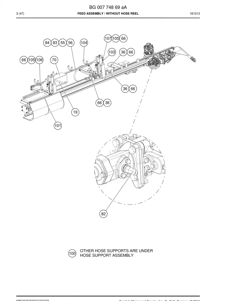 BG00774869a BG 007 748 69a Feed Assembly - Sandvik Technical Drawing