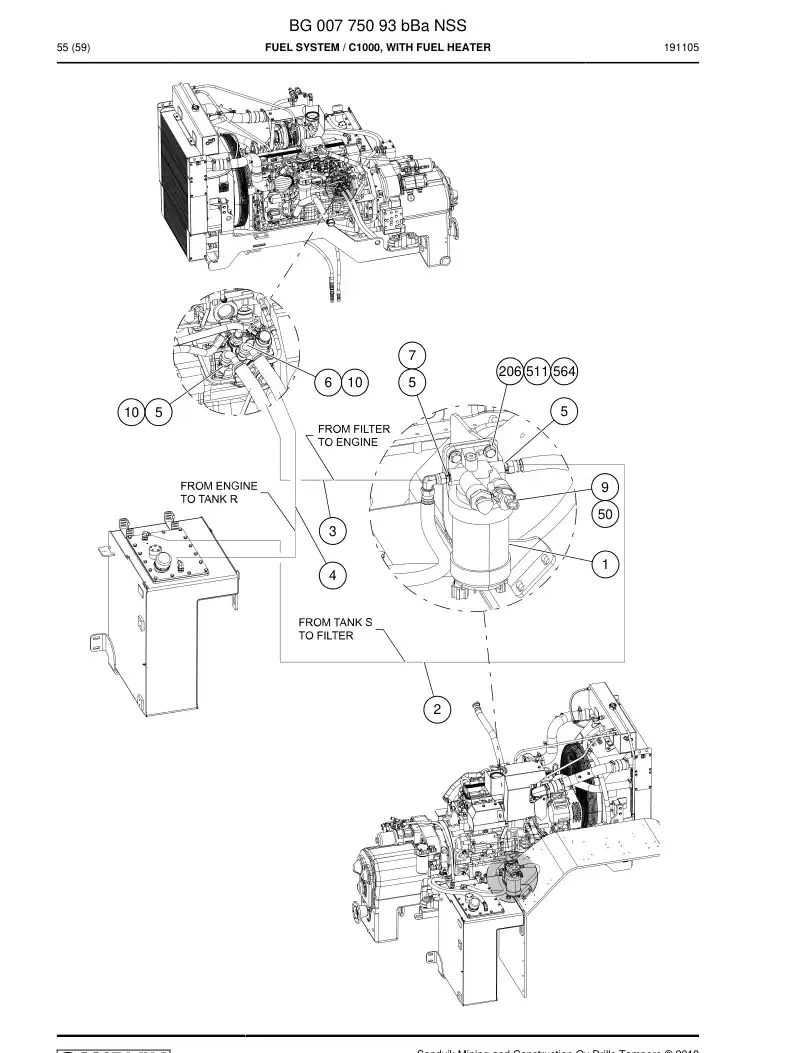 BG00775093b BG 007 750 93b Fuel System - Sandvik Technical Drawing