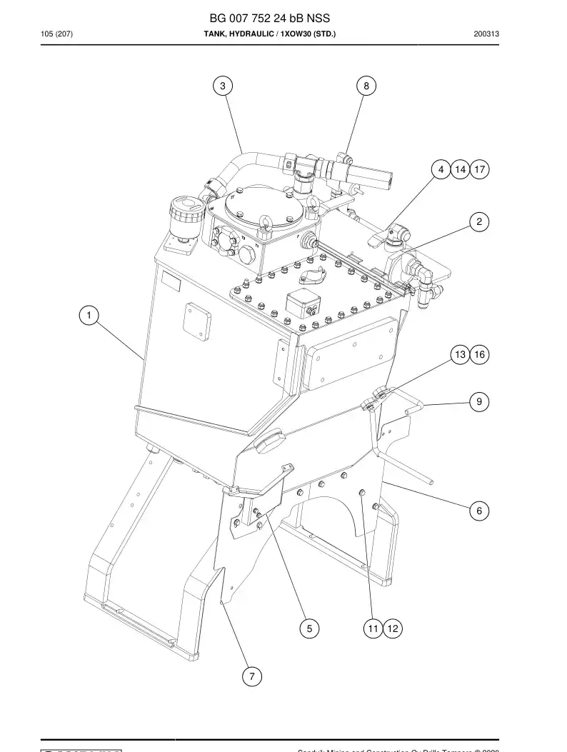 BG00775224b BG 007 752 24b TANQUE, HYDRAULICULICO - Sandvik Technical Drawing