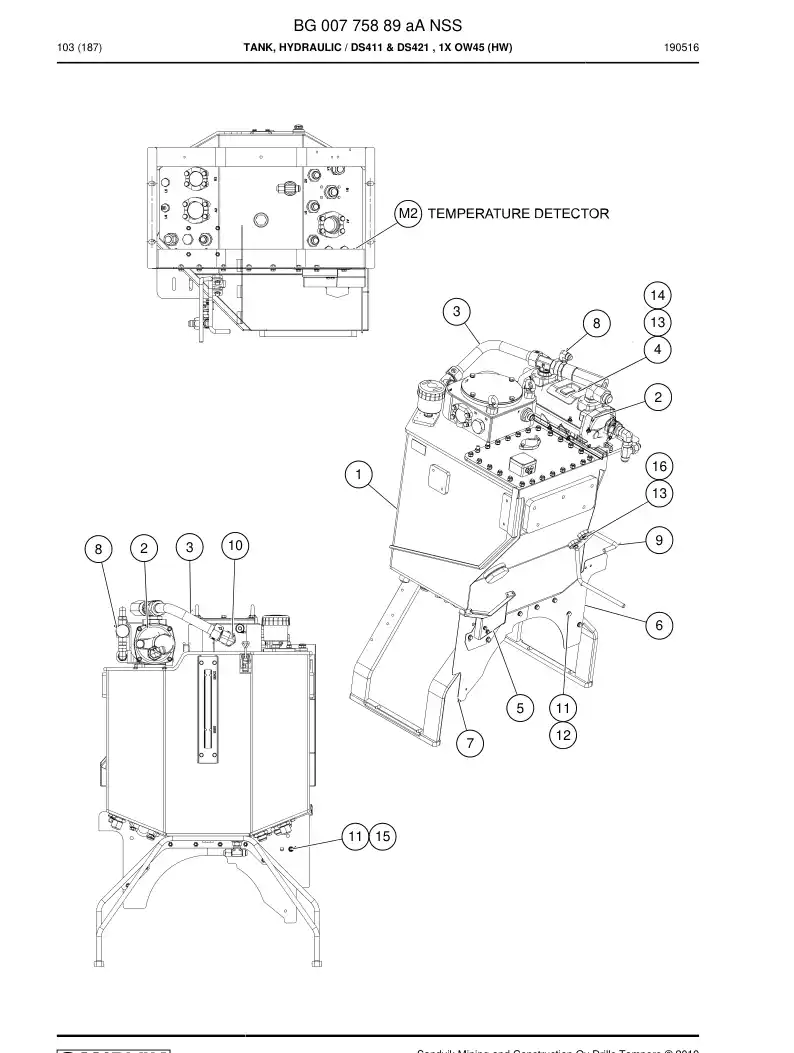 BG00775889a BG 007 758 89a Tank, Hydraulic - Sandvik Technical Drawing