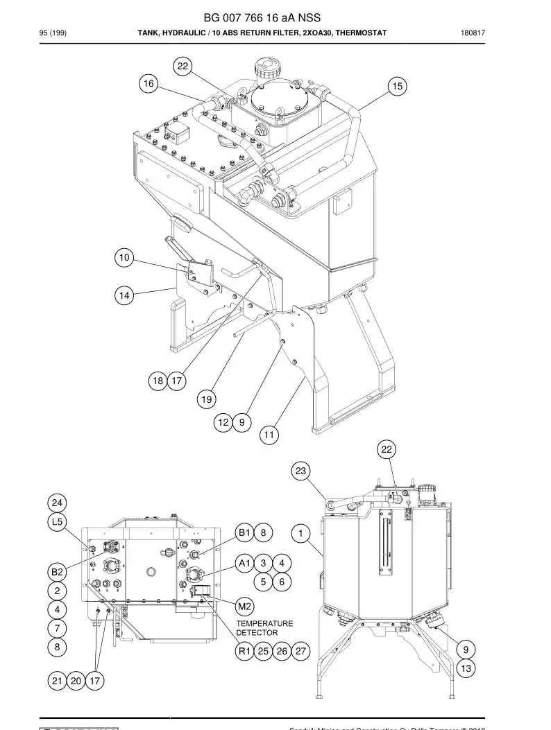 BG00776616a BG 007 766 16a Tank, Hydraulic - Sandvik Technical Drawing