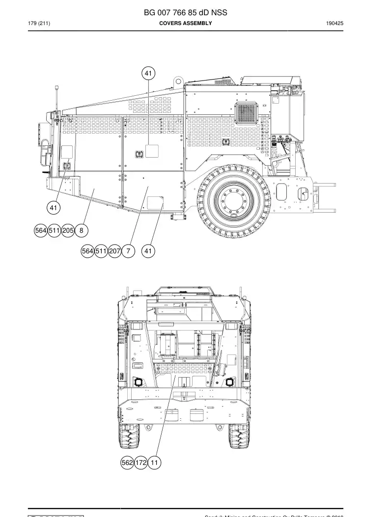 BG00776685d BG 007 766 85d Covers Assembly - Sandvik Technical Drawing