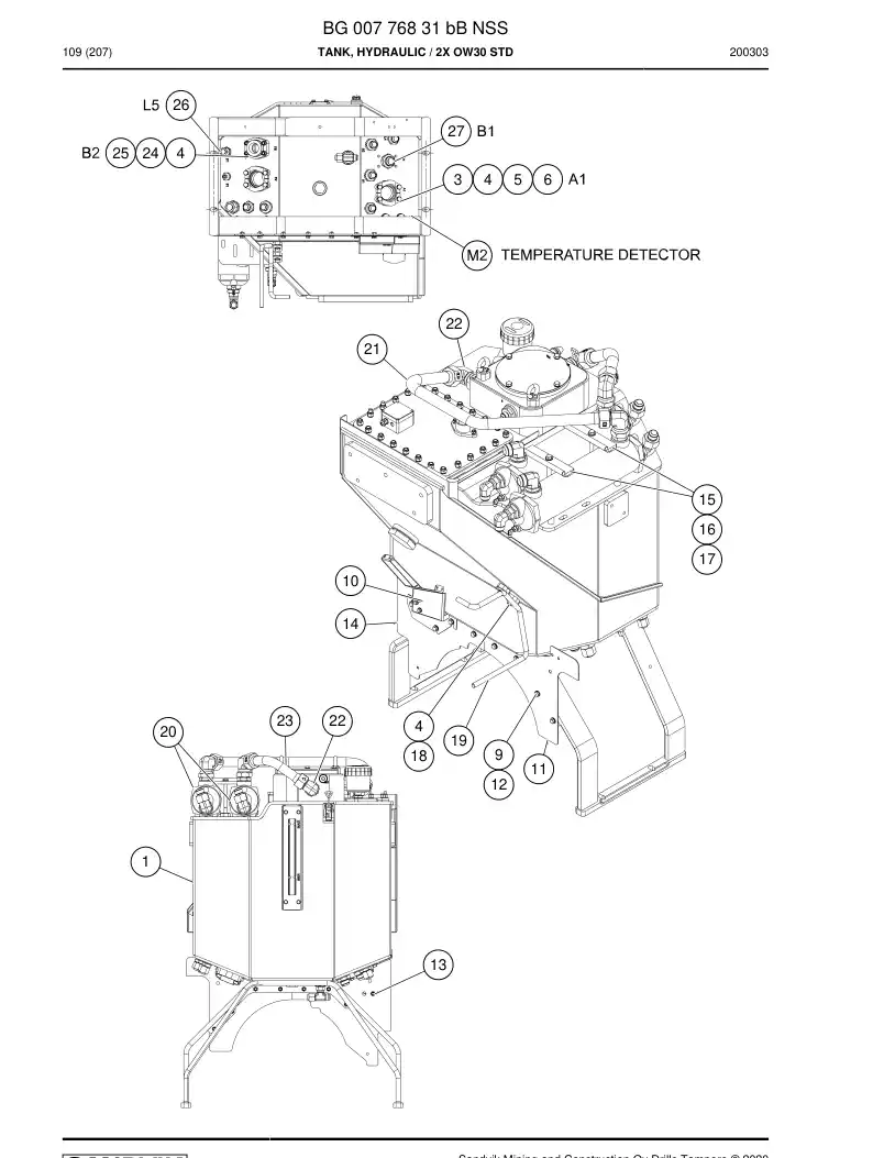 BG00776831b BG 007 768 31b Tank, Hydraulic - Sandvik Technical Drawing