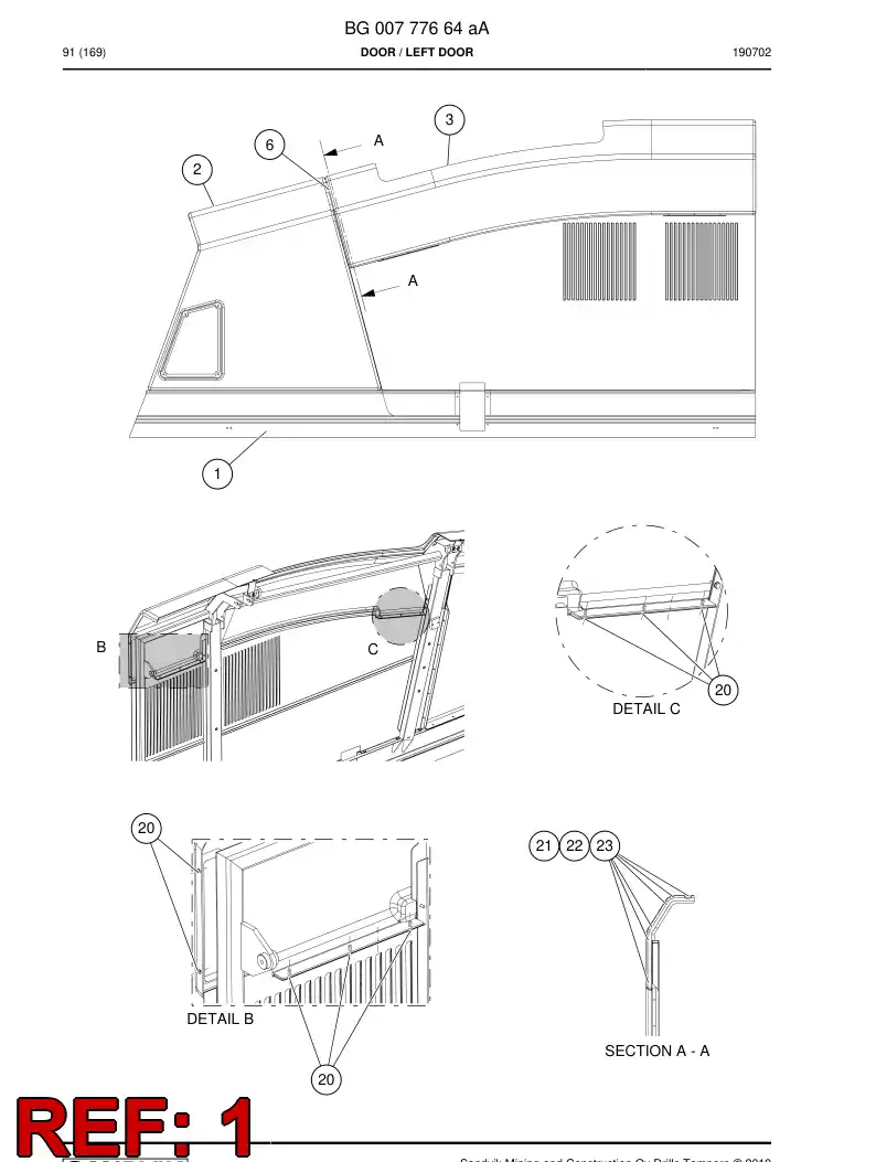 BG00777667a BG 007 776 67a Frame Assembly - Sandvik Technical Drawing