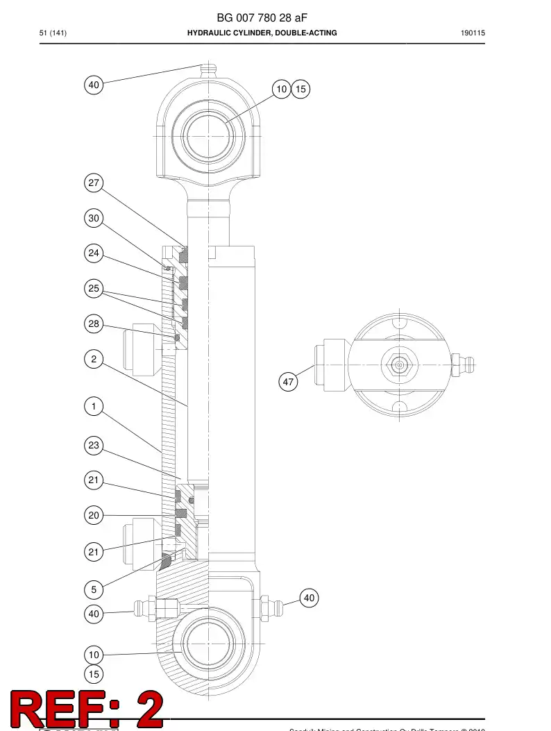 BG00778032a BG 007 780 32a PISTON Rod Assembly - Sandvik Technical Drawing
