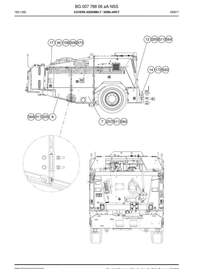 BG00778806a BG 007 788 06a Covers Assembly - Sandvik Technical Drawing