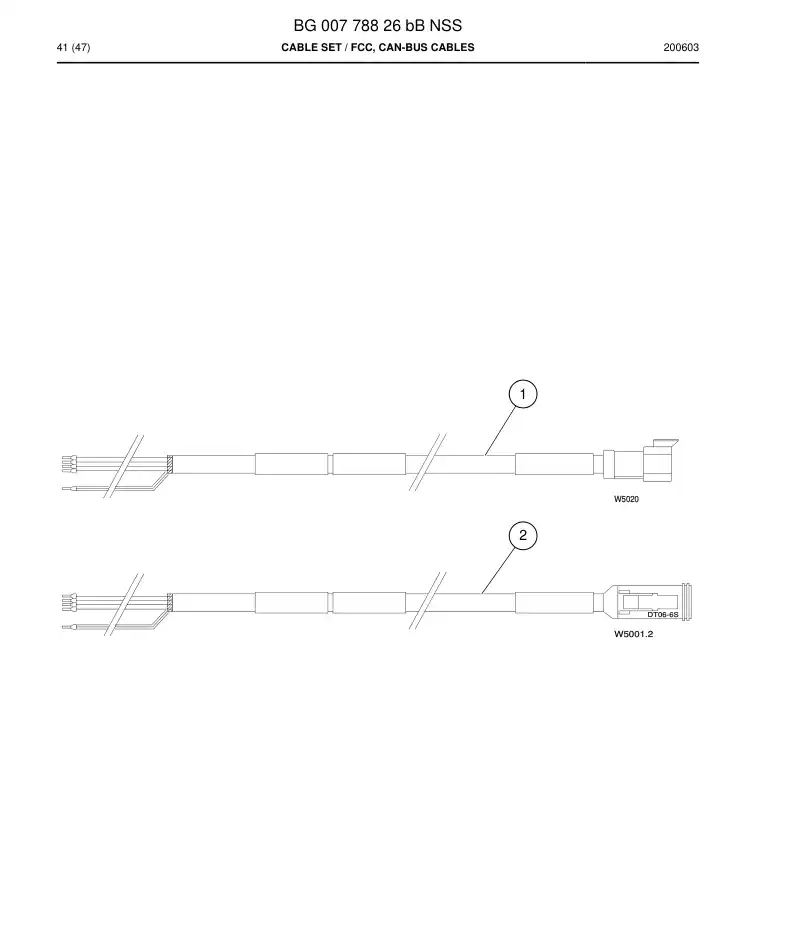 BG00778826b BG 007 788 26b Cable Set - Sandvik Technical Drawing