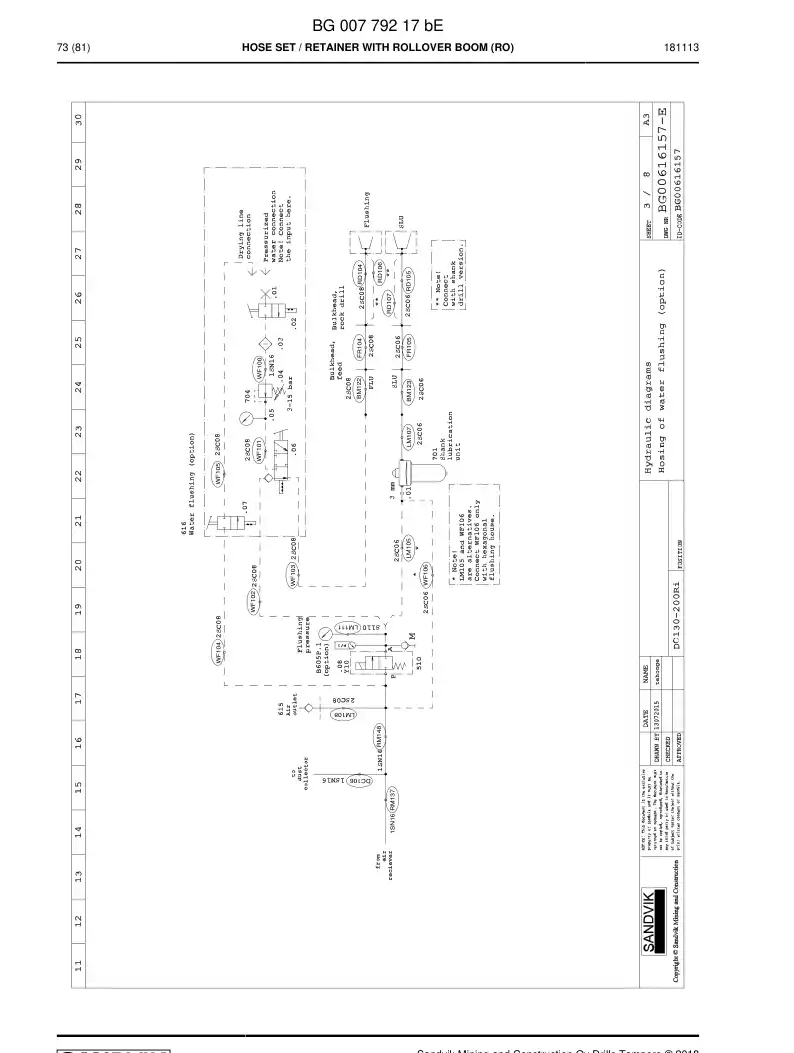 BG00779217b BG 007 792 17b Hose Set - Sandvik Technical Drawing