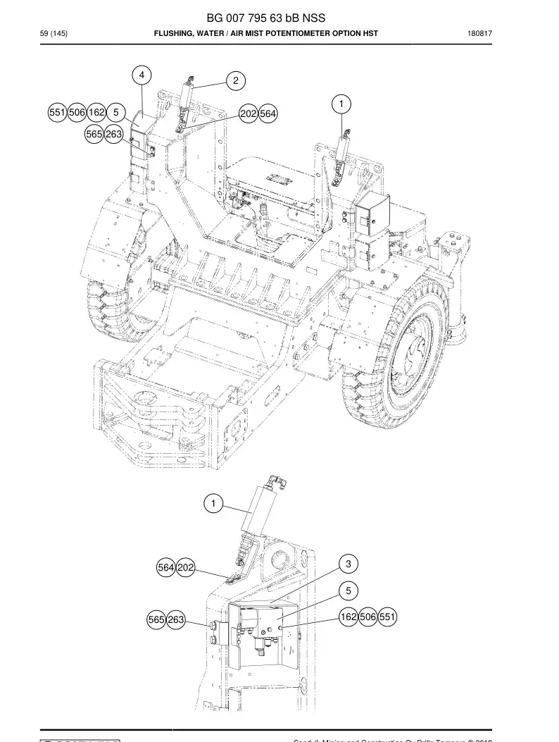 BG00779563b BG 007 795 63b Flushing, Water - Sandvik Technical Drawing