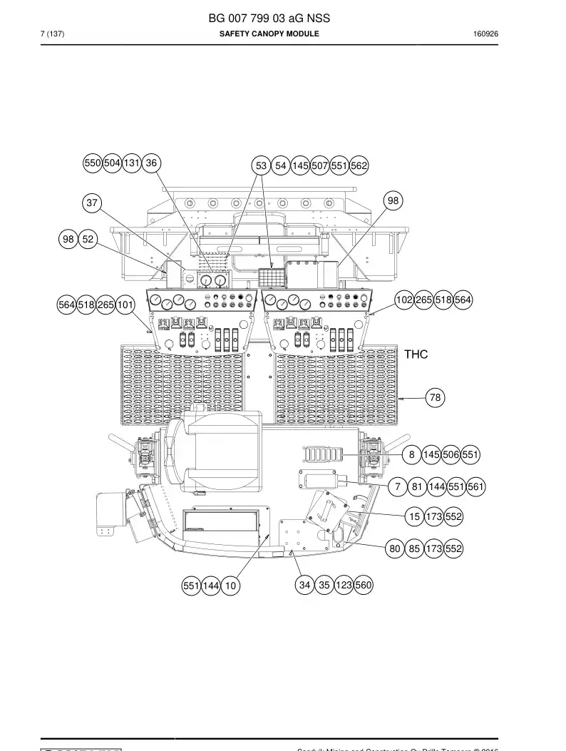 BG00779903a BG 007 799 03a Safety canopy module - Sandvik Technical Drawing